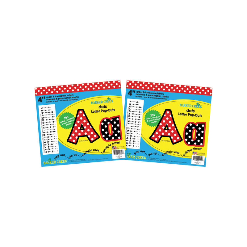 Barker Creek Letter Pop-Outs, 4in, Dots, Pack Of 510 MPN:BC3627