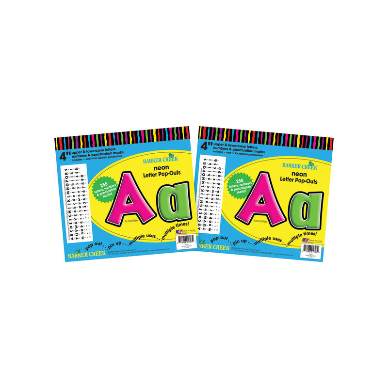 Barker Creek Letter Pop-Outs, 4in, Neon, Pack Of 510 MPN:BC3628