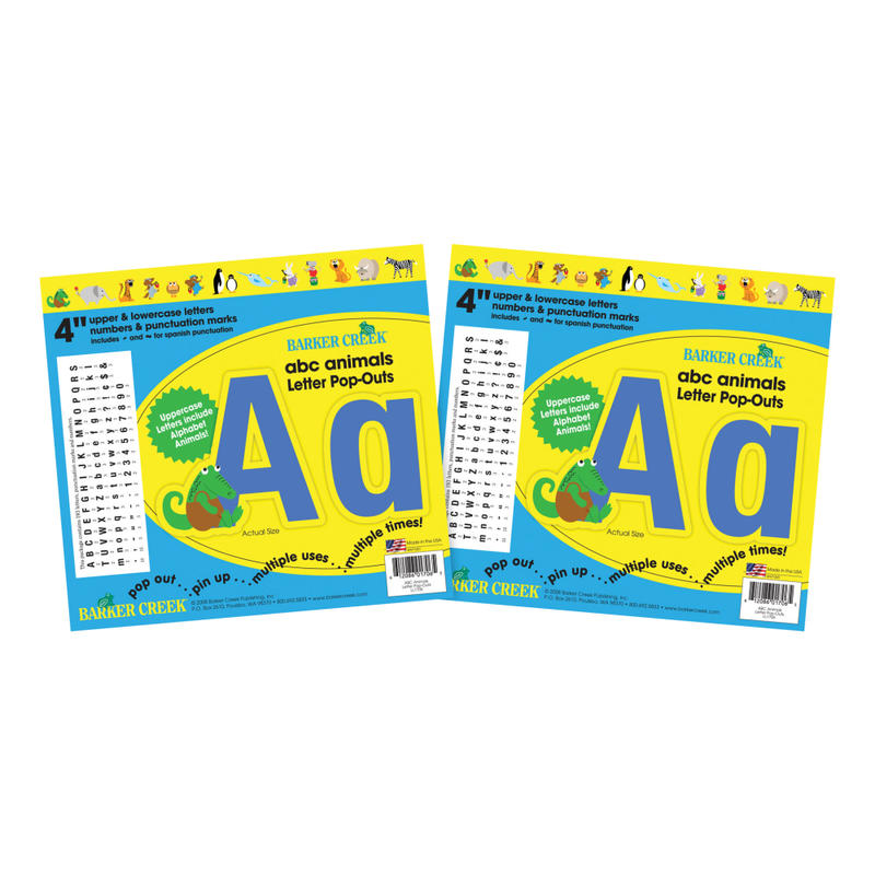 Barker Creek Letter Pop-Outs, 4in, ABC Animals, Pack Of 386 MPN:BC3630