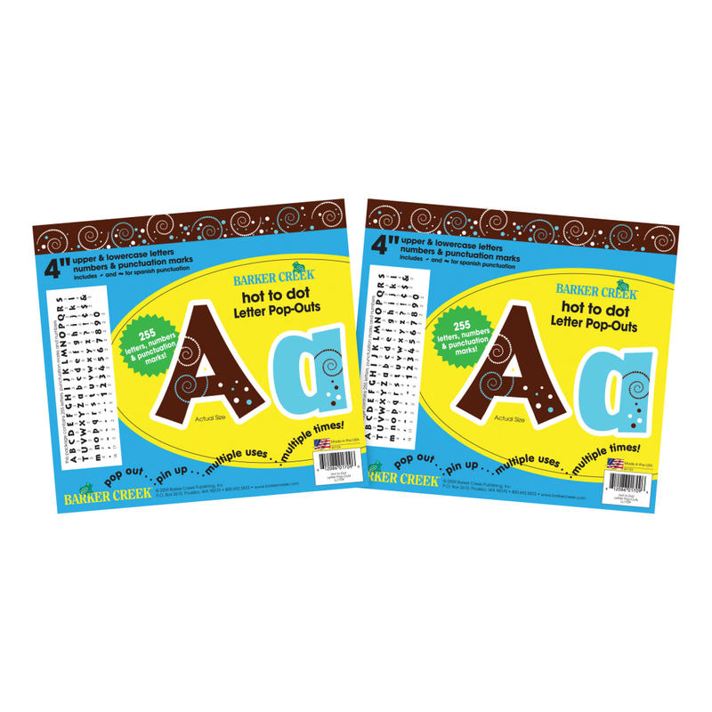 Barker Creek Letter Pop-Outs, 4in, Hot To Dot, Pack Of 510 MPN:BC3633