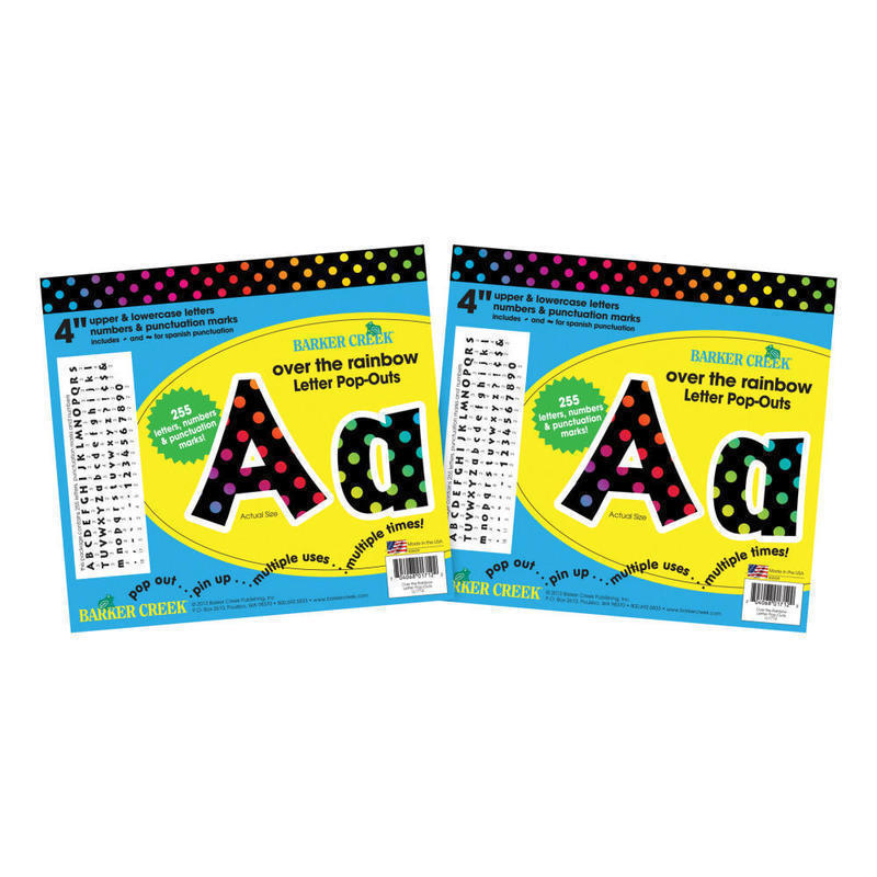 Barker Creek Letter Pop-Outs, 4in, Over The Rainbow, Pack Of 510 MPN:BC3636