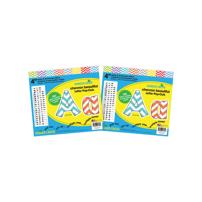 Barker Creek Letter Pop-Outs, 4in, Chevron Beautiful, Pack Of 510 MPN:BC3641