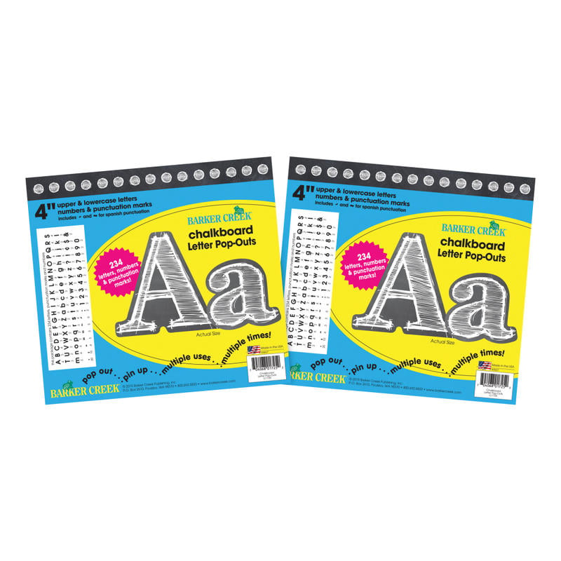 Barker Creek Letter Pop-Outs, 4in, Chalkboard, Pack Of 468 MPN:BC3646