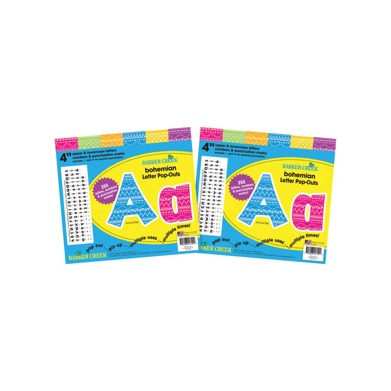 Barker Creek Letter And Number Pop Outs, 4in, Kai Ola, 510 Letters And Numbers Per Pack MPN:BC3647