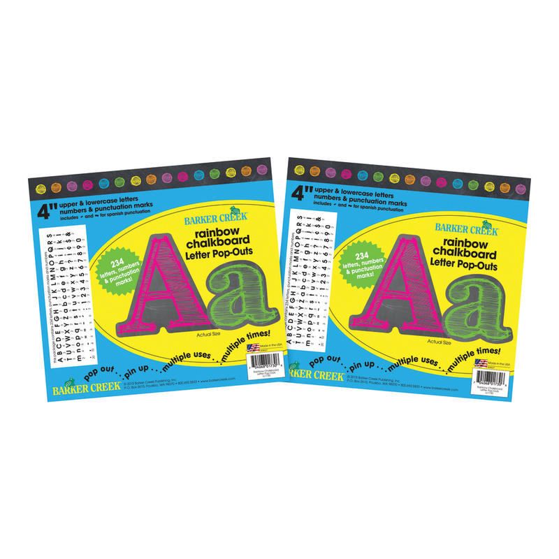 Barker Creek Letter Pop-Outs, 4in, Rainbow Chalk, Pack Of 468 MPN:BC3648