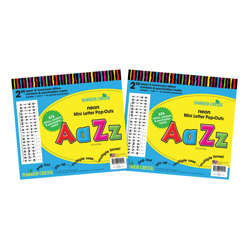 Barker Creek Letter Pop-Outs, 2in, Neon, Pack Of 1, 352 MPN:BC3651