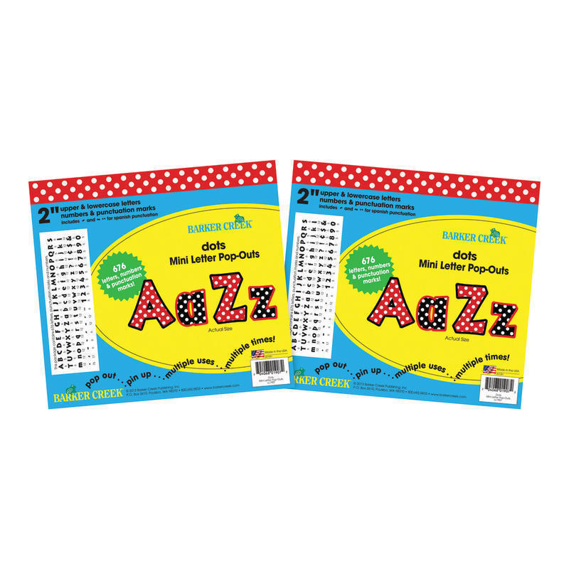 Barker Creek Letter Pop-Outs, 2in, Dots, Pack Of 1, 352 MPN:BC3655