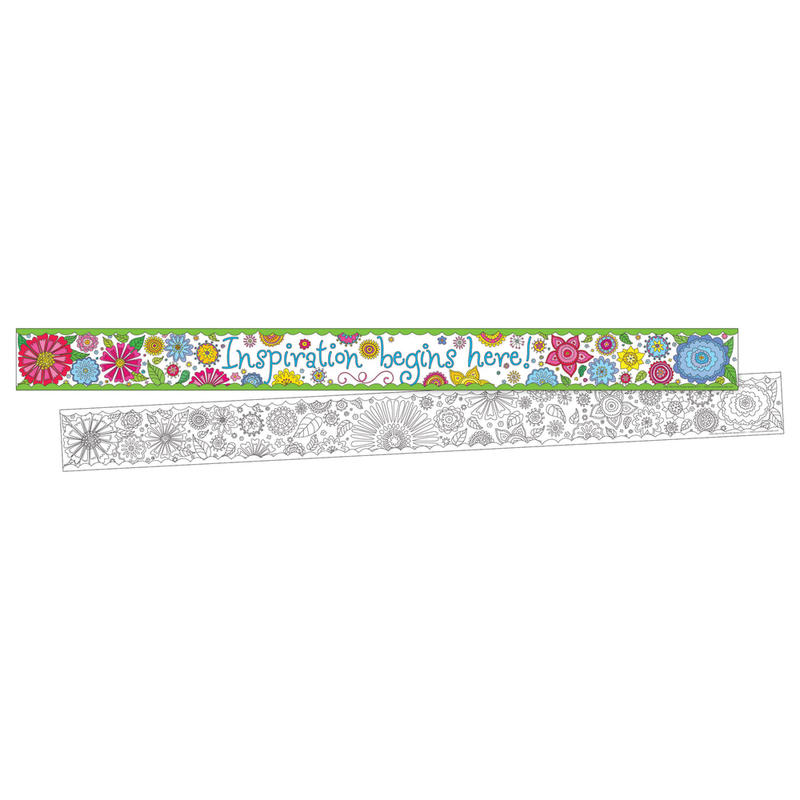 Barker Creek Double-Sided Border Strips, 3in x 35in, Color Me In My Garden, Set Of 24 MPN:BC3659