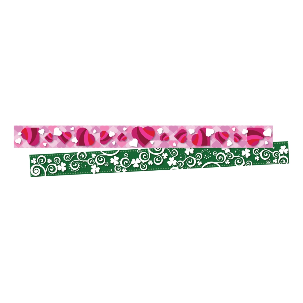 Barker Creek Double-Sided Border Strips, 3in x 35in, Hearts And Clover, Set Of 24 MPN:BC3682