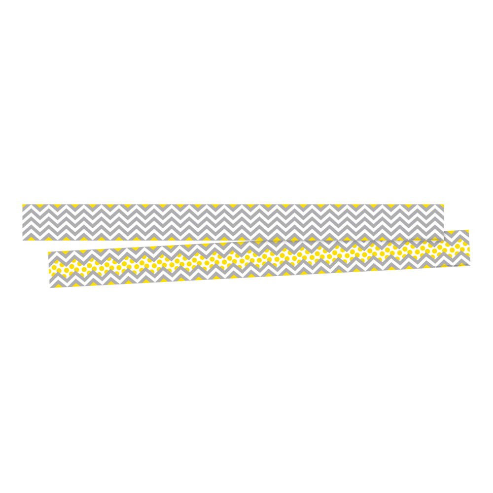 Barker Creek Double-Sided Border Strips, 3in x 35in, Chevron Gray/Yellow, Set Of 24 MPN:BC3691