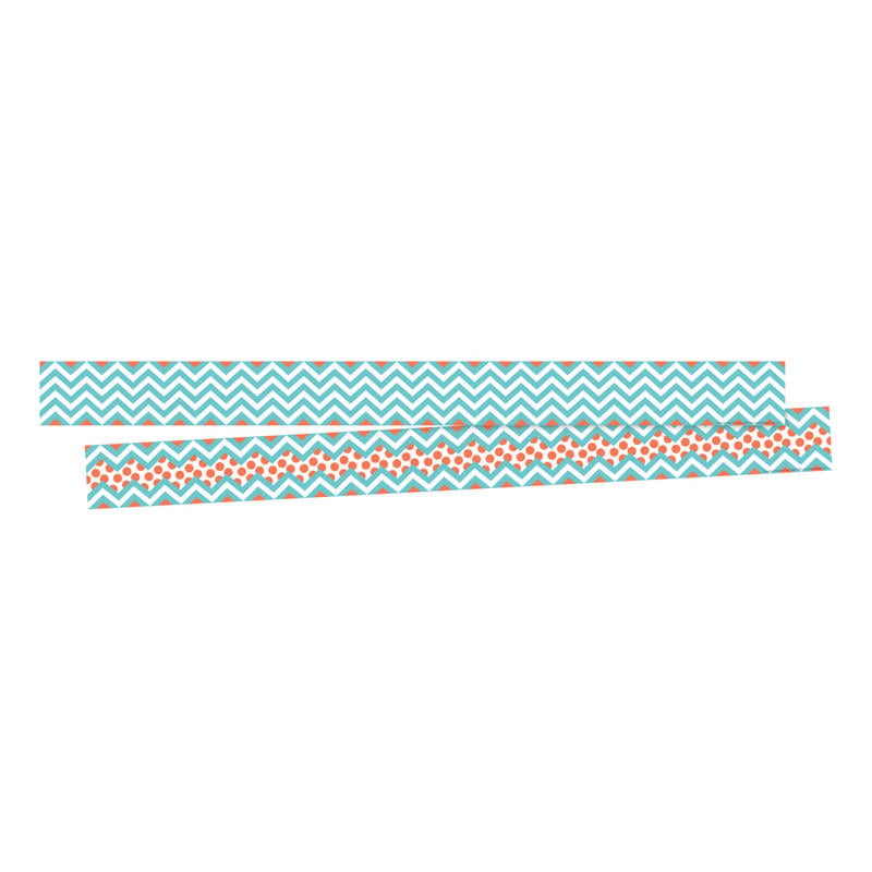 Barker Creek Double-Sided Border Strips, 3in x 35in, Chevron Turquoise, Set Of 24 MPN:BC3692