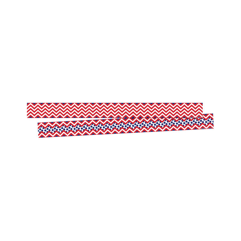 Barker Creek Double-Sided Border Strips, 3in x 35in, Chevron Red, Set Of 24 MPN:BC3693