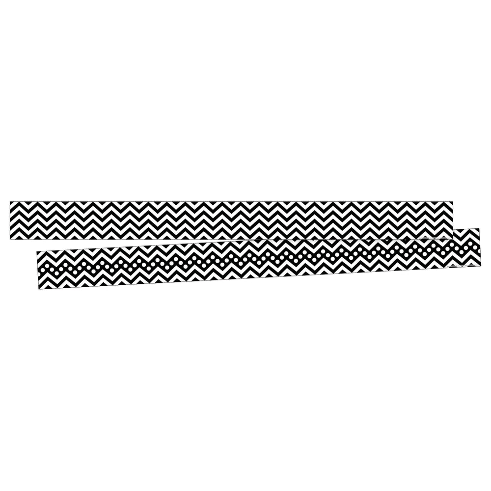 Barker Creek Double-Sided Border Strips, 3in x 35in, Chevron Black, Set Of 24 MPN:BC3695