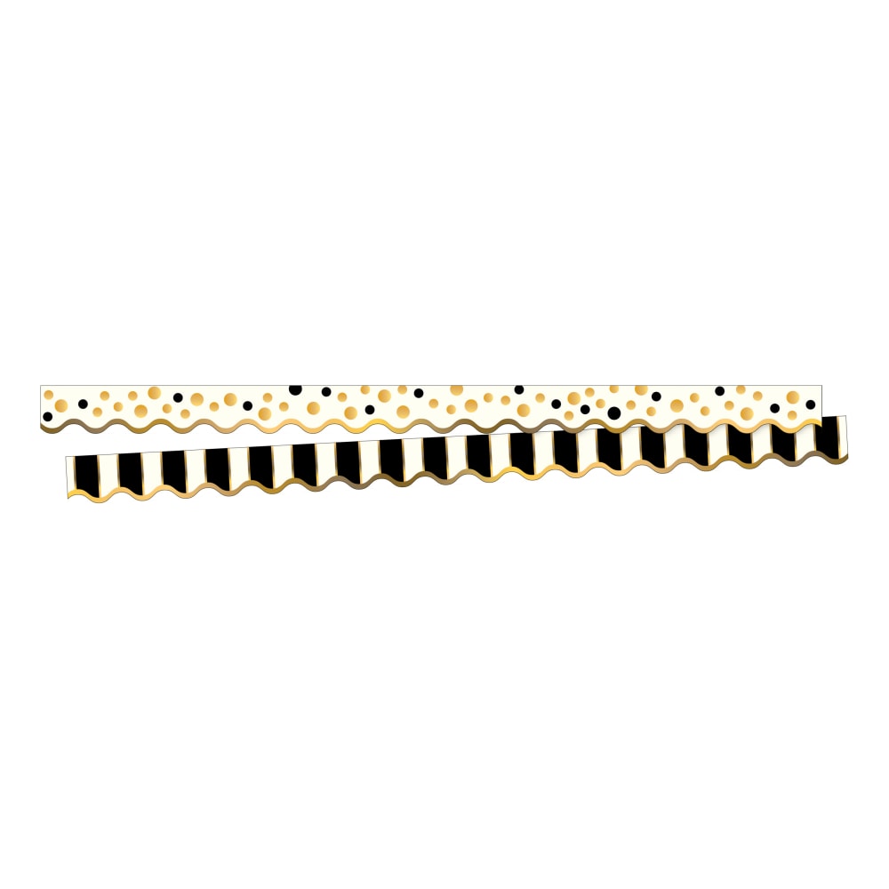 Barker Creek Scalloped-Edge Border Strips, 2 1/4in x 36in, Gold Bars, Pre-K To College, Pack Of 26 MPN:BC3697