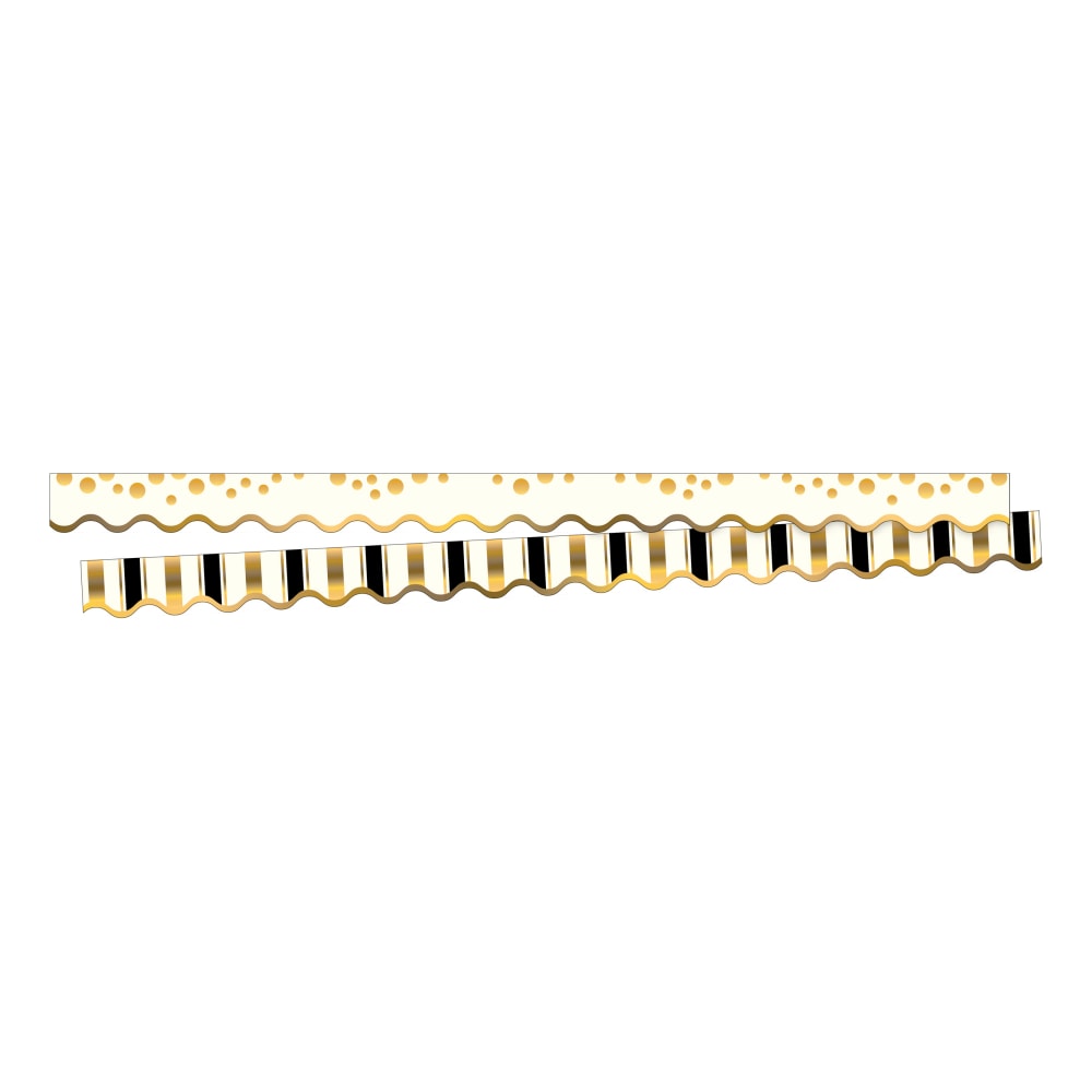 Barker Creek Scalloped-Edge Border Strips, 2 1/4in x 36in, Gold Coins, Pre-K To College, Pack Of 26 MPN:BC3698