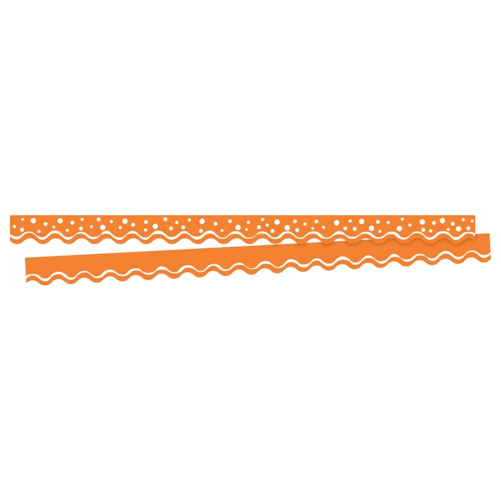 Barker Creek Scalloped-Edge Border Strips, 2 1/4in x 36in, Happy Tangerine, Pre-K To College, Pack Of 26 MPN:BC3705