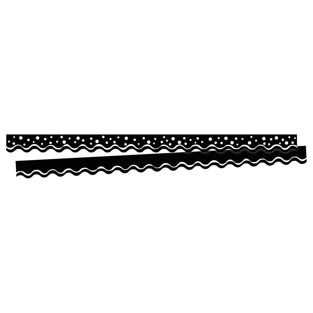 Barker Creek Scalloped-Edge Border Strips, 2 1/4in x 36in, Happy Black, Pre-K To College, Pack Of 26 MPN:BC3710