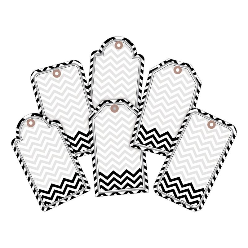 Barker Creek Accents, Double-Sided, Chevron Black/White, Pack Of 72 MPN:BC3716