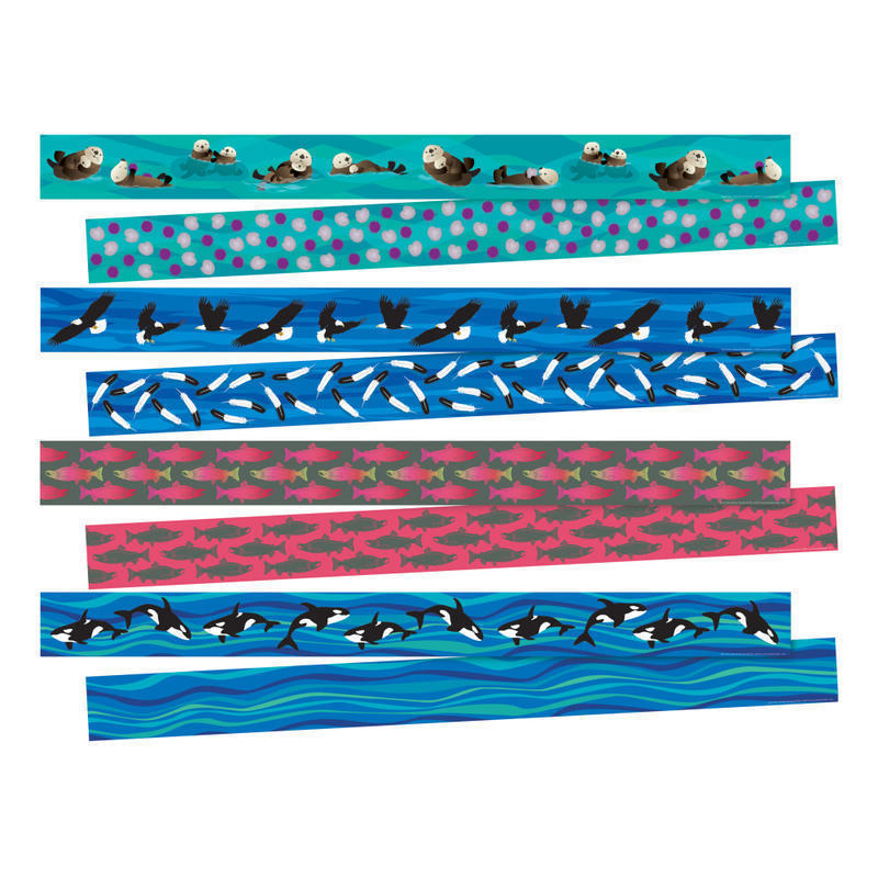 Barker Creek Sea & Sky Double-Sided 4-Design Trimmers, 2-1/4in x 36in, Multicolor, Set Of 52 MPN:BC3865