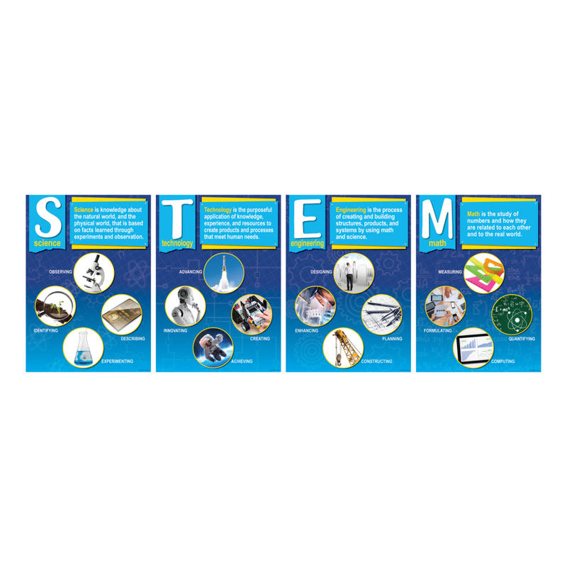 Barker Creek STEM Posters, 13-3/8in x 19in, Multicolor, Set Of 4 Posters MPN:BC3888