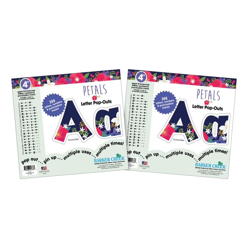 Barker Creek Letter Pop-Outs, 4in, Petals, 255 Characters Per Pack, Set Of 2 Packs MPN:BC3982