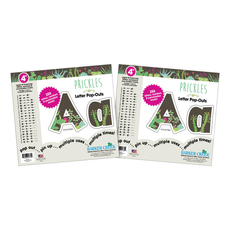 Barker Creek Letter Pop-Outs, 4in, Prickles, 255 Characters Per Pack, Set Of 2 Packs MPN:BC3996