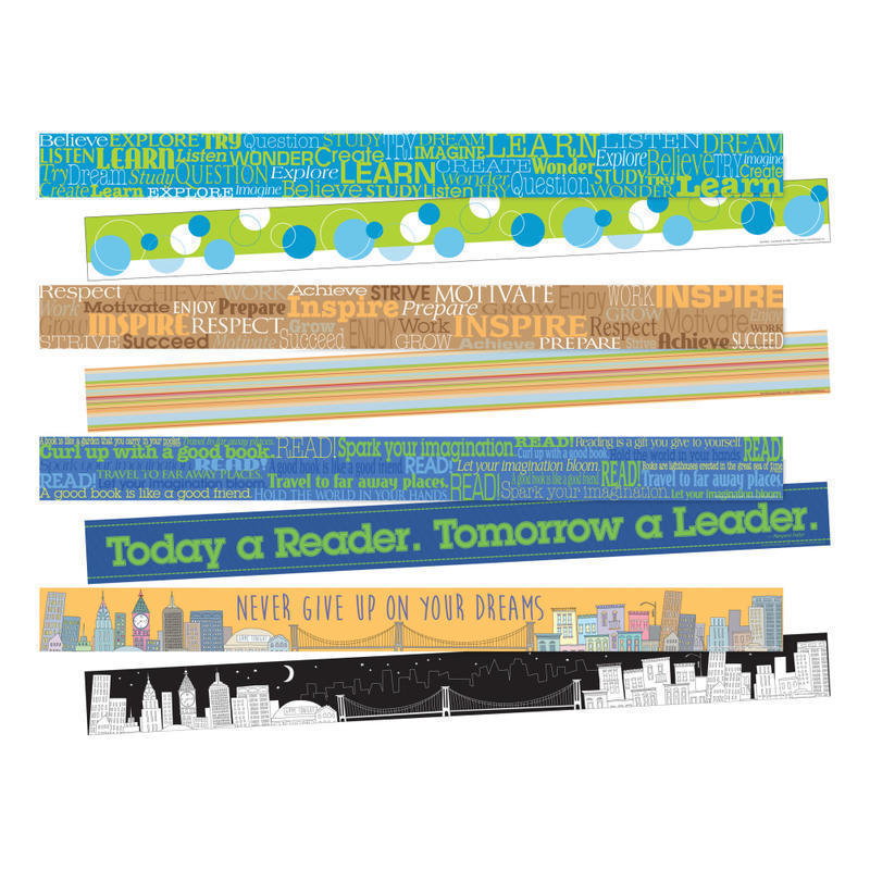 Barker Creek Double-Sided Borders, 3in x 35in, Inspirational, 12 Strips Per Pack, Set Of 4 Packs MPN:BC908