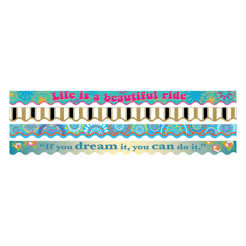 Barker Creek Double-Sided Scalloped-Edge Border Strips, 2 1/4in x 36in, Trending Designs, 13 Strips Per Pack, Set Of 4 Packs MPN:BC912
