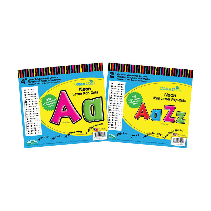 Barker Creek Letter Pop-Outs Sets, Neon, 931 Pieces, Pack Of 2 MPN:BCP3502