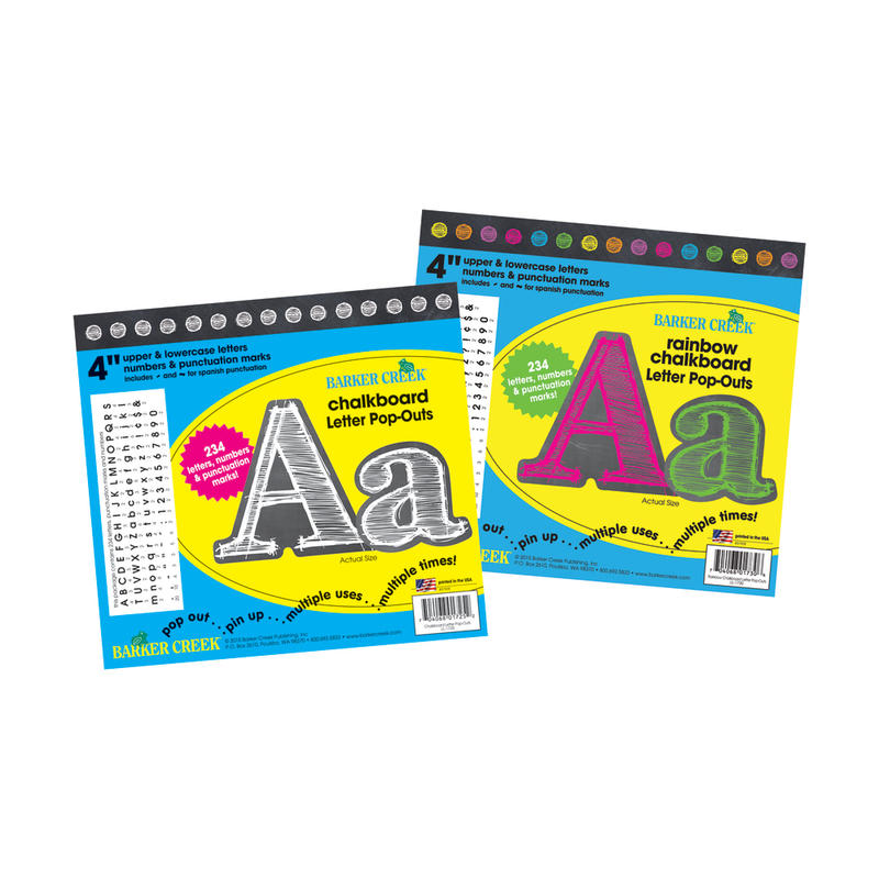 Barker Creek Letter Pop-Outs Sets, White Chalk/Rainbow Chalk, 468 Pieces, Pack Of 2 MPN:BCP3508