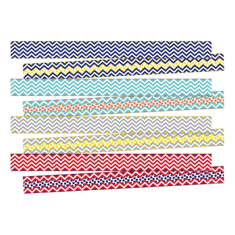Barker Creek Double-Sided Border Set, 3in x 35in, Chevron, 12 Strips Per Pack, Set Of 4 Packs MPN:BCP3530