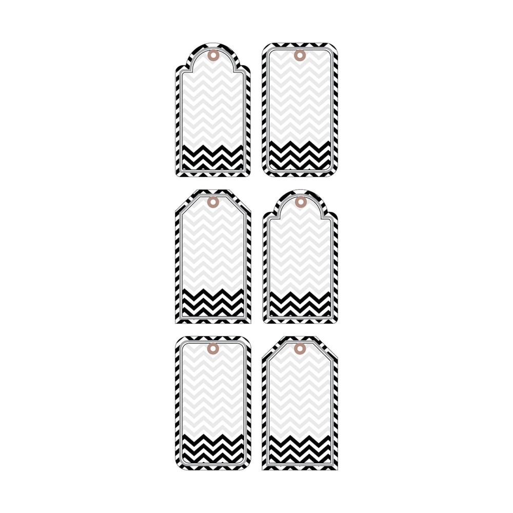 Barker Creek Accents, Double-Sided, Chevron Black And White, Pack Of 36 MPN:LL2206