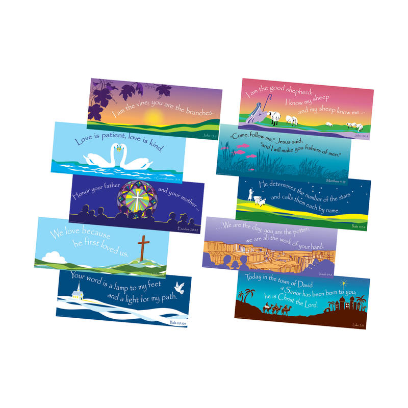 Barker Creek Chart Set, Scripture, 8 1/2in x 22in, Grades Pre-K+, Pack Of 10 MPN:LL502