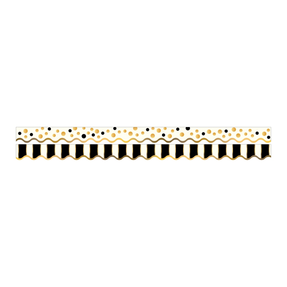 Barker Creek Scalloped-Edge Double-Sided Borders, 2 1/4in x 36in, Gold Bars, Pack Of 13 MPN:LL902