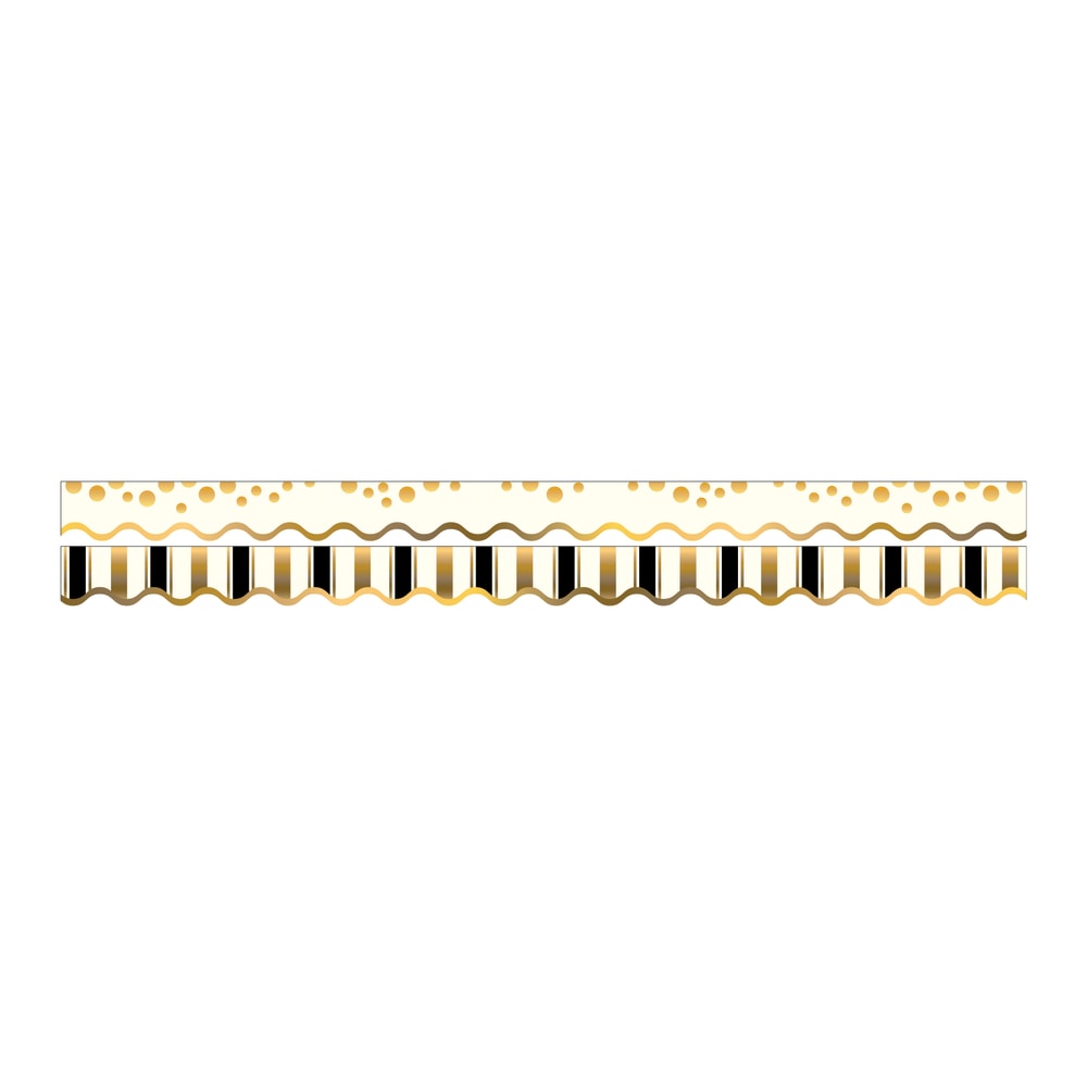 Barker Creek Scalloped-Edge Double-Sided Borders, 2 1/4in x 36in, Gold Coins, Pack Of 13 MPN:LL903