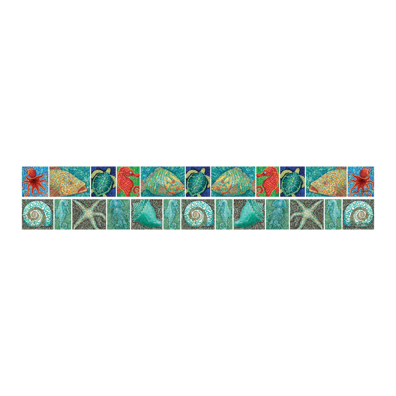 Barker Creek Double-Sided Straight-Edge Border Strips, 3in x 35in, Coral Reef, Pack Of 12 MPN:LL967