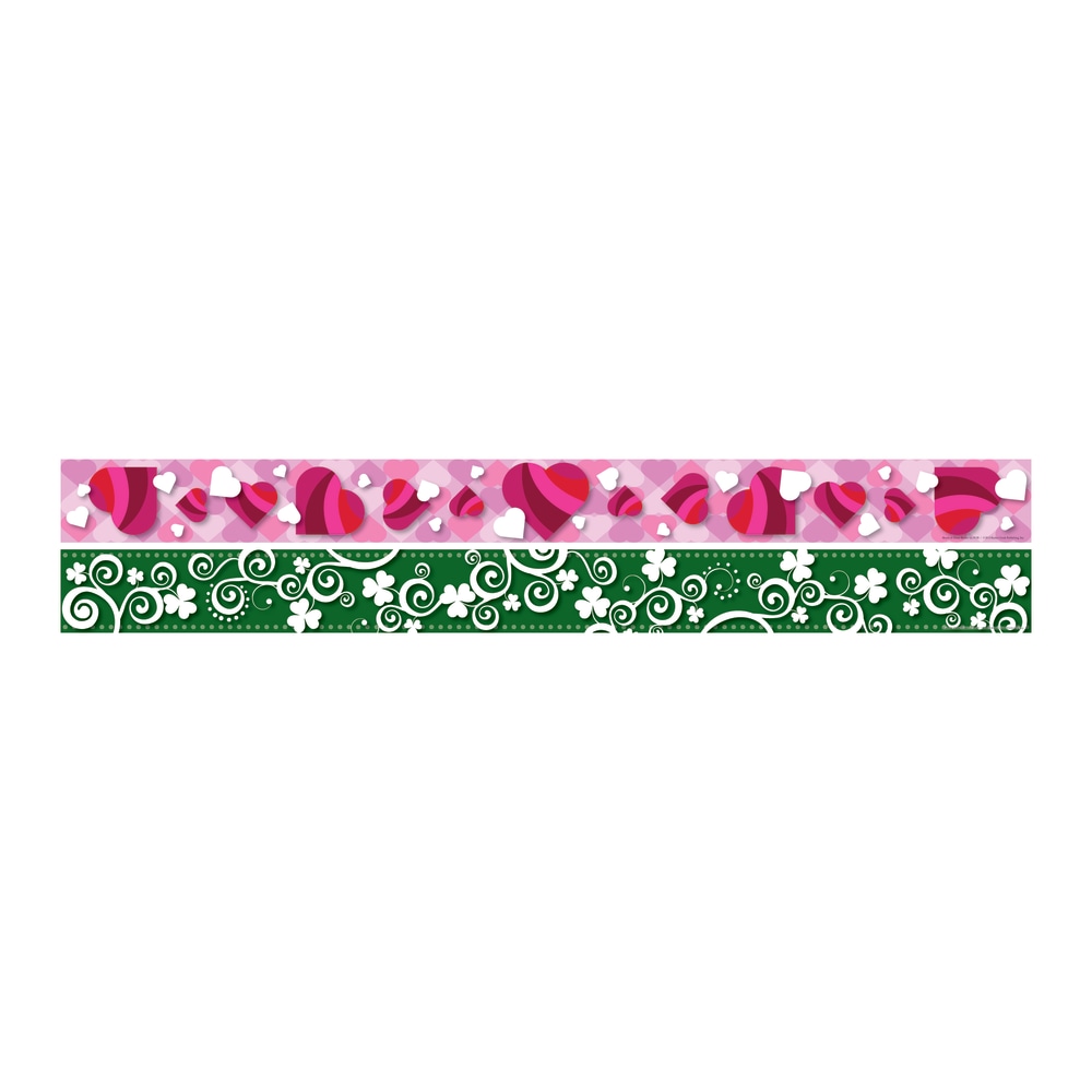Barker Creek Double-Sided Straight-Edge Border Strips, 3in x 35in, Heart/Clover, Pack Of 12 MPN:LL973
