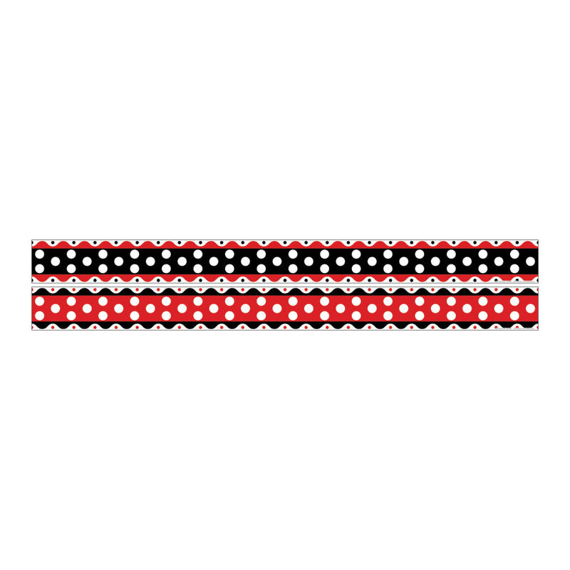 Barker Creek Double-Sided Straight-Edge Border Strips, 3in x 35in, Just Dotty, Pack Of 12 MPN:LL980