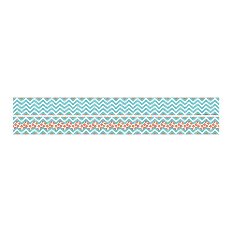 Barker Creek Double-Sided Straight-Edge Border Strips, 3in x 35in, Chevron Turquoise, Pack Of 12 MPN:LL986