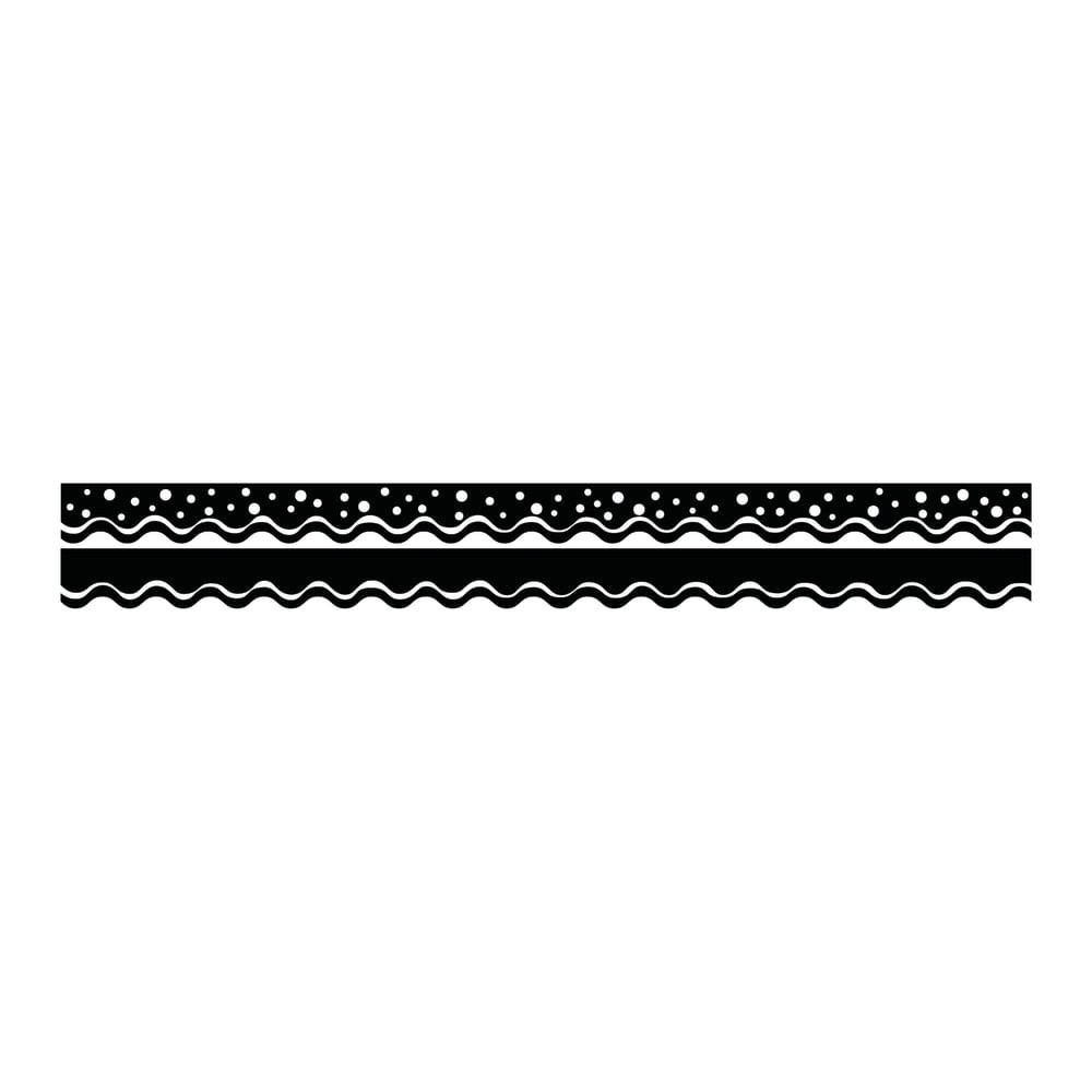 Barker Creek Scalloped-Edge Double-Sided Borders, 2 1/4in x 36in, Black, Pack Of 13 MPN:LL999