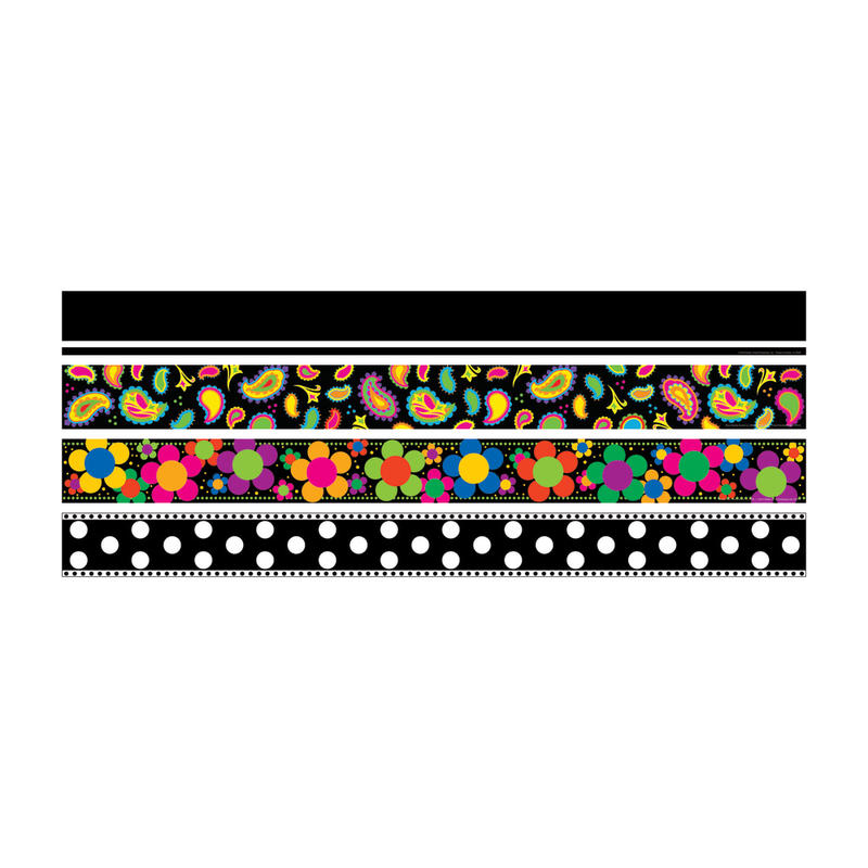 Barker Creek Border Set, 3in X 35in, Graphic Design, 12 Strips Per Pack, Set Of 4 Packs MPN:SS0956