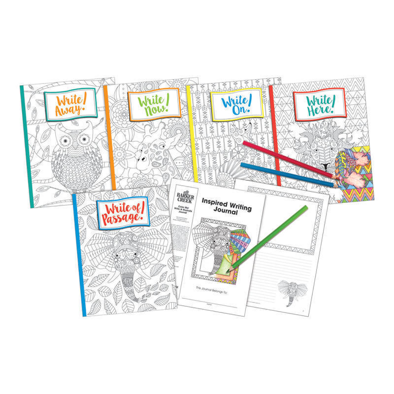 Barker Creek Color Me! Bohemian Animals Inspired Writing Journals, Grade 4 - College, Pack Of 10 MPN:BC3514