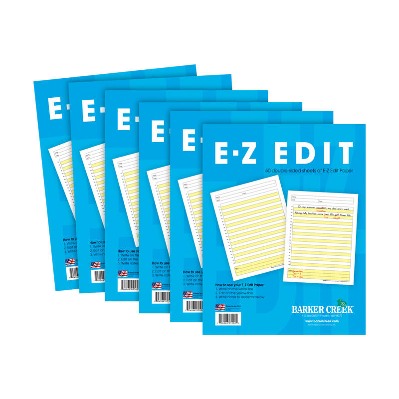 Barker Creek E-Z Edit Paper Set, Grades 1-College, 50 Sheets, Pack Of 6 MPN:BC550206