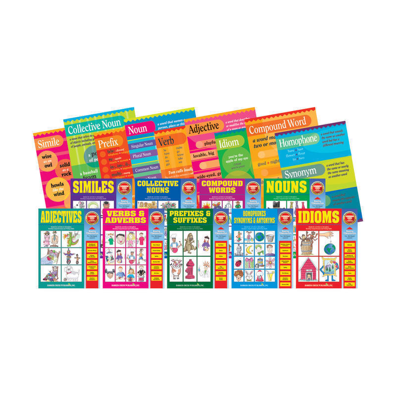 Barker Creek Grammar Poster & Activity Book Set, Grades K-9, Multicolor, Pack Of 18 MPN:BCP3505