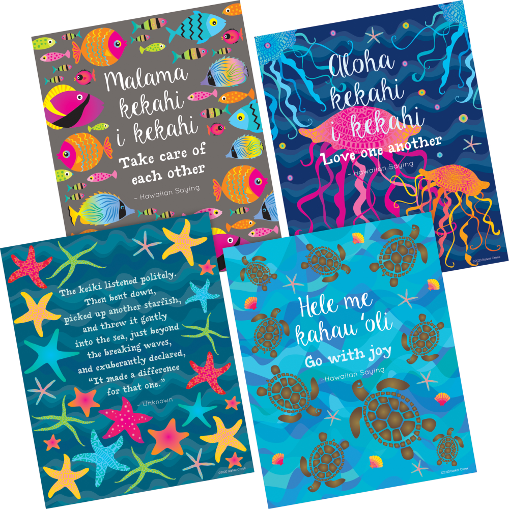 Barker Creek Art Prints, 8in x 10in, Take Care Of Each Other Kai Ola Collection, Pre-K To College, Set Of 4 Prints MPN:3109