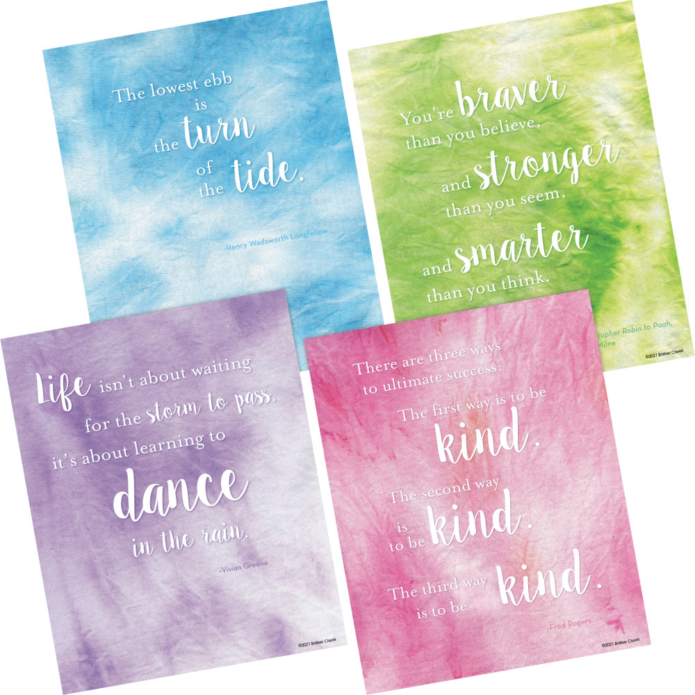 Barker Creek Art Prints, 8in x 10in, Dancing In The Rain Tie-Dye And Ombre Collection, Pre-K To College, Set Of 4 Prints MPN:3117