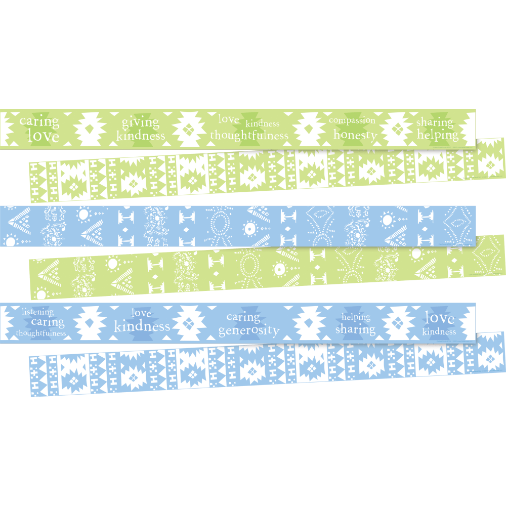Barker Creek Double-Sided Straight-Edge Border Strips, 3in x 35in, Thoughtful & Kind, Set Of 36 Strips MPN:4037