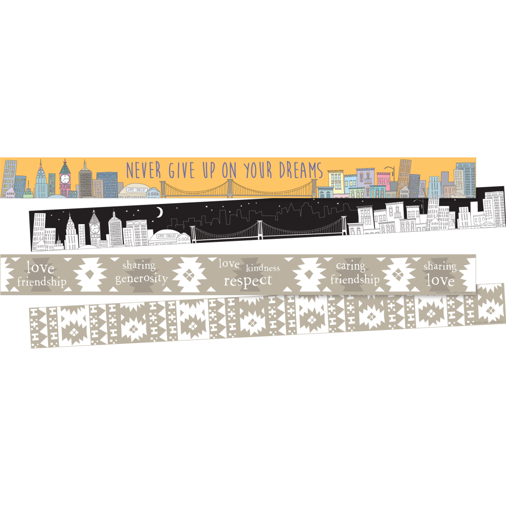 Barker Creek Double-Sided Straight-Edge Border Strips, 3in x 35in, City Skyline, Set Of 24 Strips MPN:4040