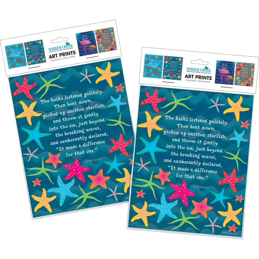 Barker Creek Art Print Set, 8in x 10in, Take Care Of Each Other Kai Ola Collection, Pre-K To College, Set Of 8 Prints MPN:4183