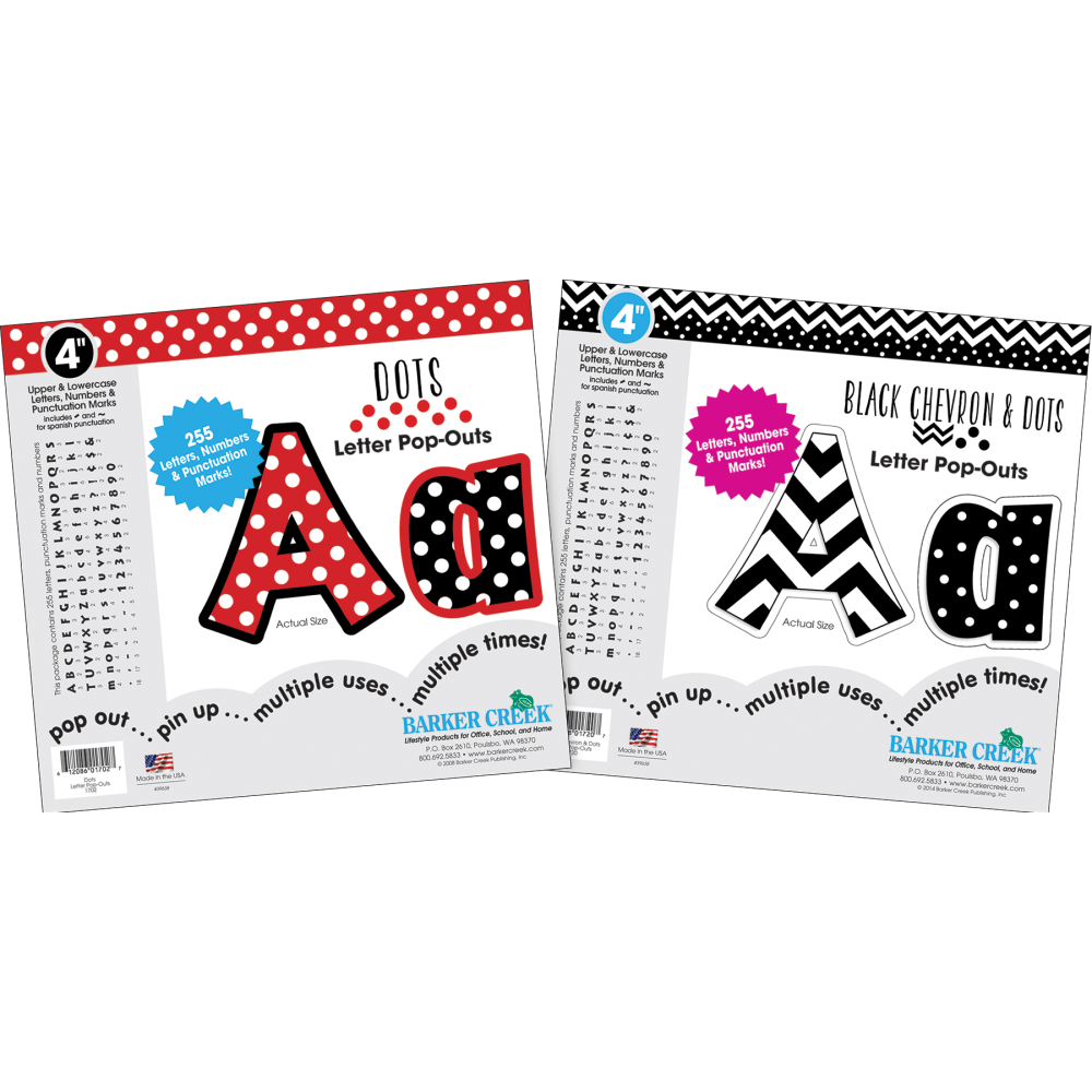 Barker Creek Letter Pop-Outs, 4in, Chevron & Dots, Set of 510 Pop-Outs MPN:4301
